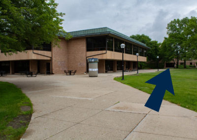 Pierpont Commons and an arrow pointing toward Chrysler Center.