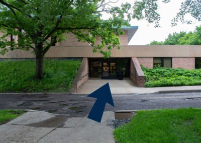 The entrance of Chrysler Center.