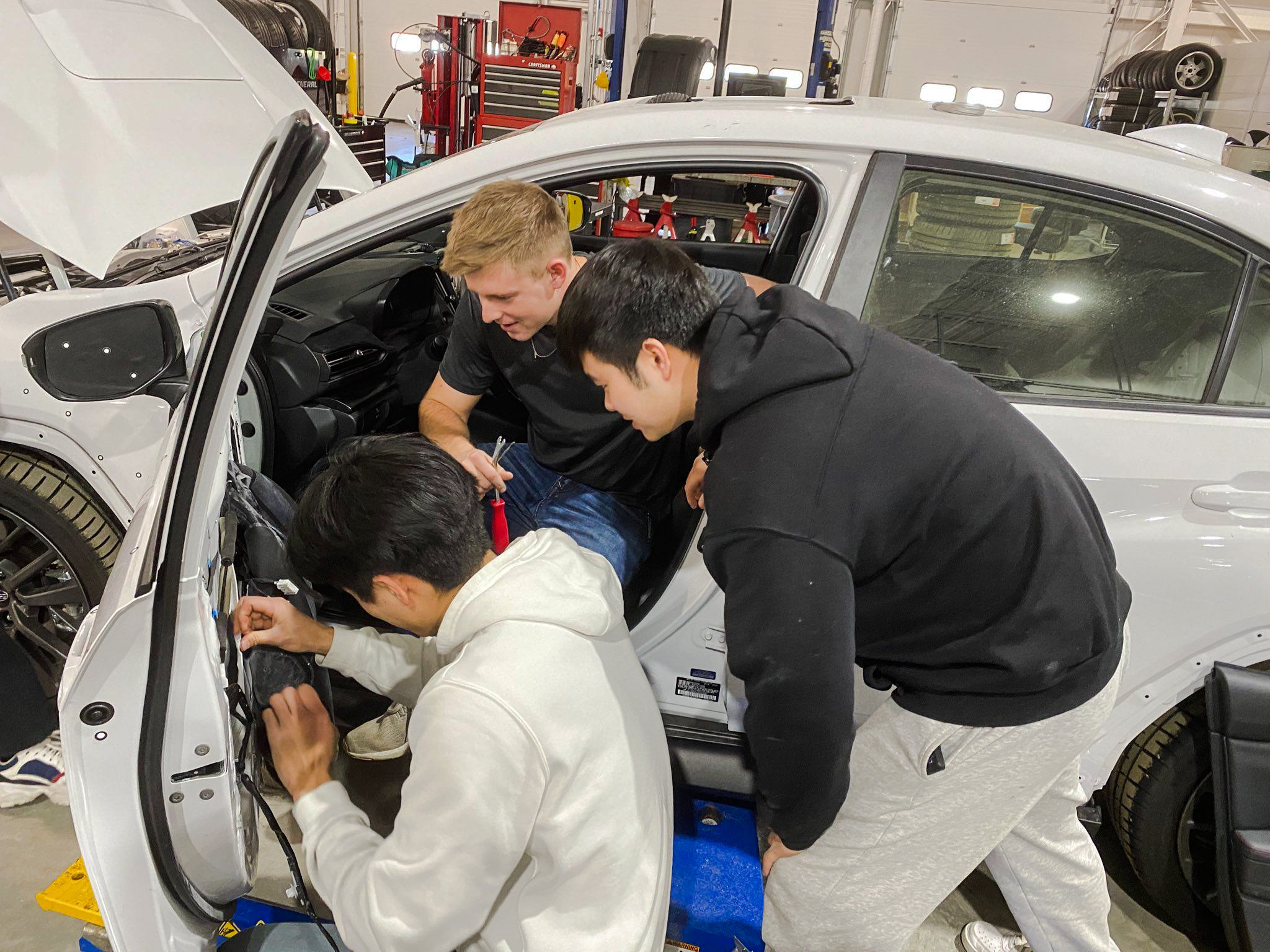 Graphic of five characters looking up at symbols.